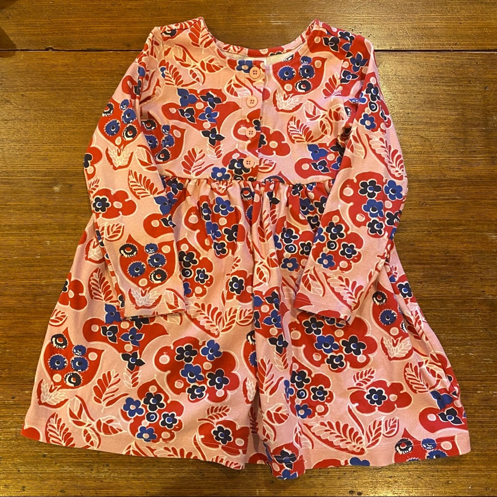 Hanna Andersson Floral Half Button Dress 110cm